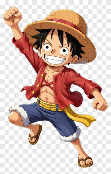 Monkey D Luffy Jumping With Straw Hat PNG