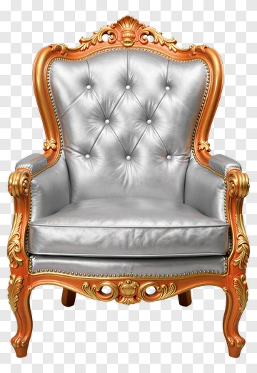 Ornate Silver And Gold Armchair PNG