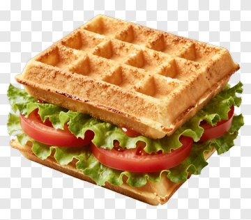 Waffle Sandwich With Tomato And Lettuce PNG