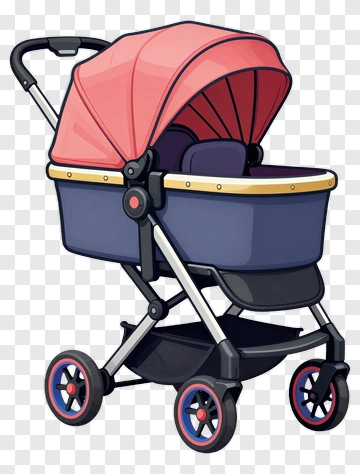 Pink And Blue Stroller PNG