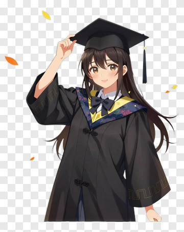 Anime Girl In Graduation Attire PNG
