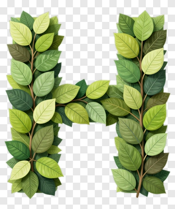 Letter H Made Of Green Leaves PNG