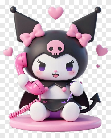 Kuromi Holding A Pink Phone PNG
