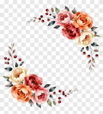 Watercolor Floral Corner Arrangement PNG