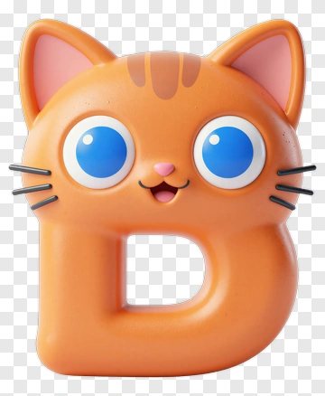 Orange Cat Letter D PNG