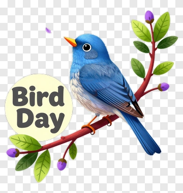 Blue Bird On Branch For Bird Day PNG