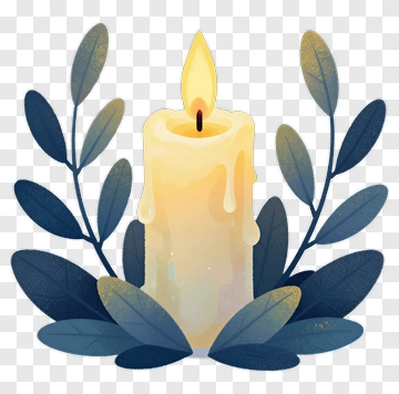 Candle With Leaf Wreath PNG