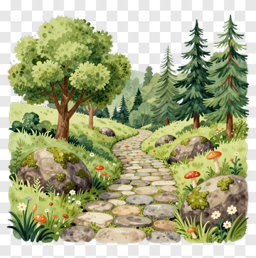 Stone Path Through Forest PNG