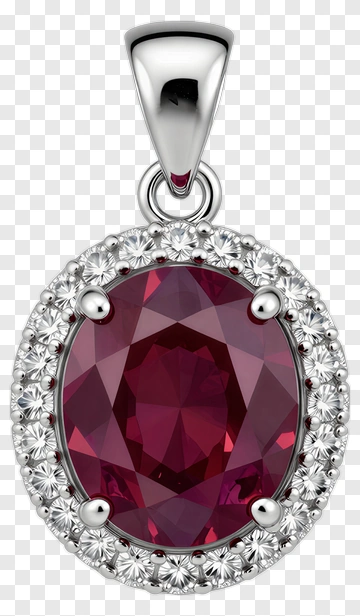 Ruby Pendant With Diamond Halo PNG