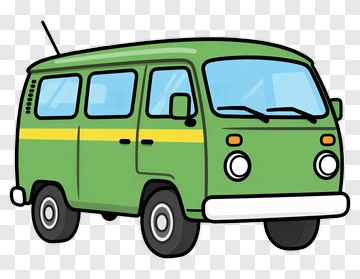 Green Van With Yellow Stripe PNG