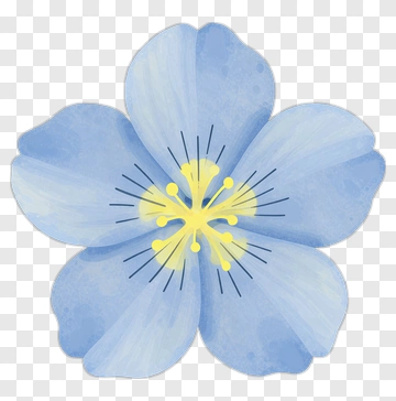 Blue Flower With Yellow Center PNG
