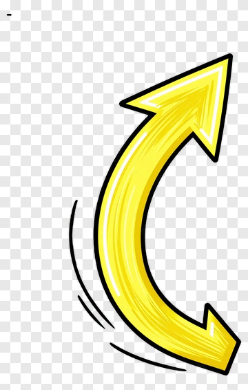 Yellow Curved Arrow PNG