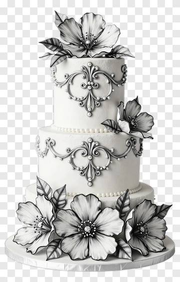 Elegant Wedding Cake With Floral Decor PNG