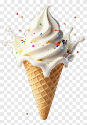 Whipped Ice Cream In Waffle Cone PNG
