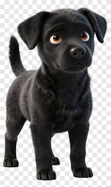 Black Puppy With Big Eyes PNG