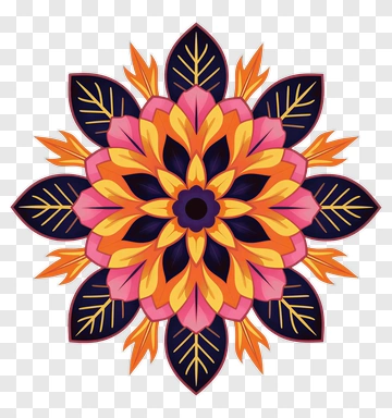 Vibrant Floral Mandala Design PNG