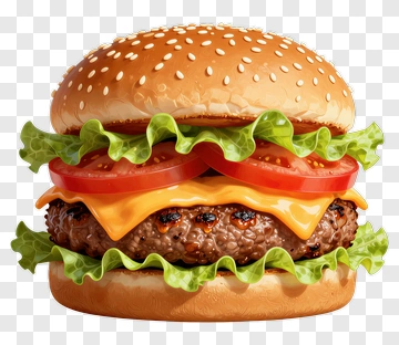 Delicious Hamburger With Cheese And Lettuce PNG