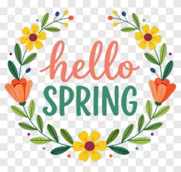 Hello Spring Flower Wreath PNG