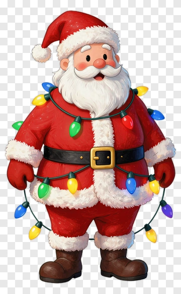 Santa Claus With Christmas Lights PNG