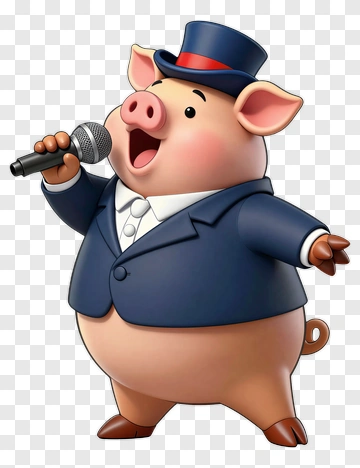 Cartoon Pig Singer PNG