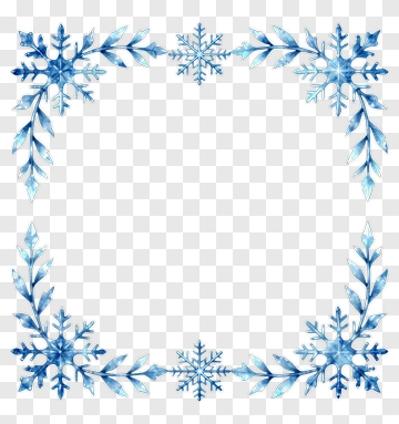 Blue Snowflake Frame Border PNG