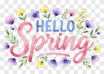 Hello Spring Watercolor Design PNG