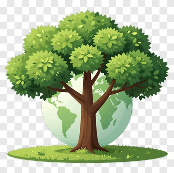Cartoon Tree With Earth Background PNG