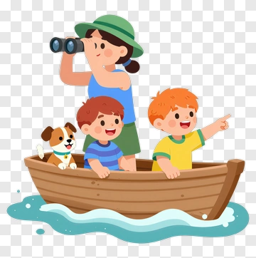 Children Exploring In A Boat PNG