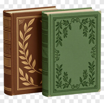 Classic Books With Leaf Embellishments PNG