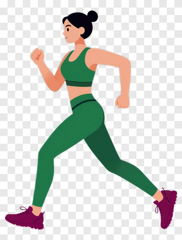 Woman Running In Green And Purple PNG