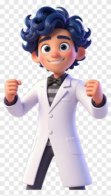 Excited Scientist Character PNG