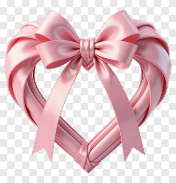Pink Heart Bow Ribbon PNG