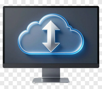 Cloud Upload And Download Icon On Monitor PNG