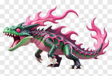 Fierce Green And Pink Dragon PNG
