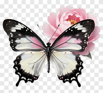 Butterfly Resting On Peony PNG