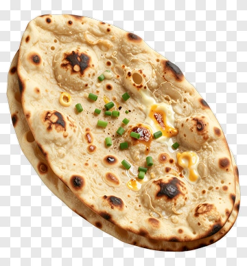 Naan Bread With Ghee And Chopped Green Onions PNG