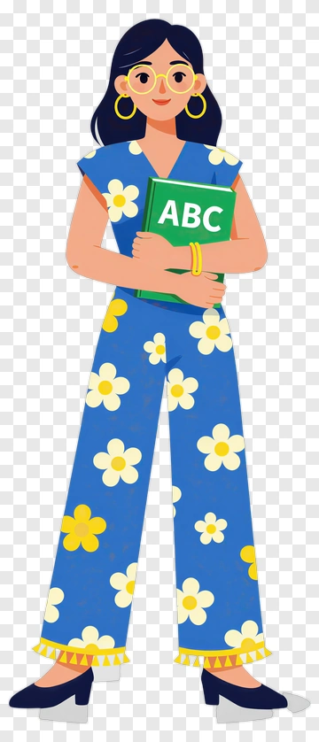 Woman Teacher Holding ABC Book PNG