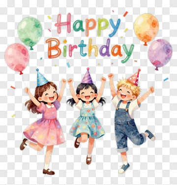 Happy Birthday Children Celebrating PNG