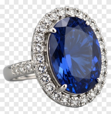 Sapphire Ring With Diamond Halo PNG