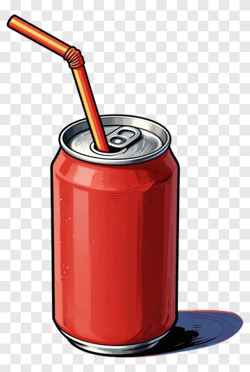 Red Soda Can With Straw PNG