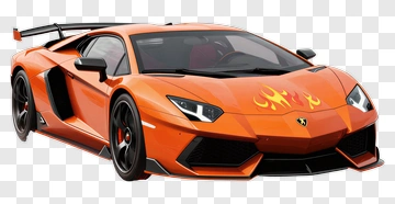 Orange Sports Car With Flame Decal PNG