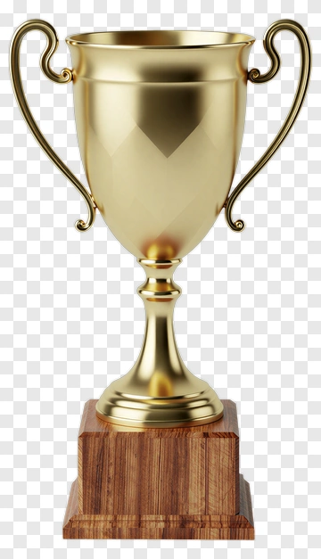 Golden Trophy On Wooden Base PNG