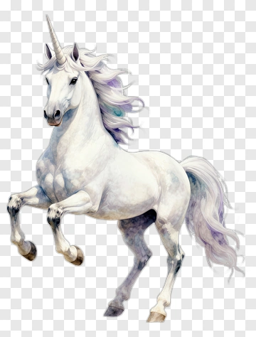 White Unicorn With Purple Mane PNG