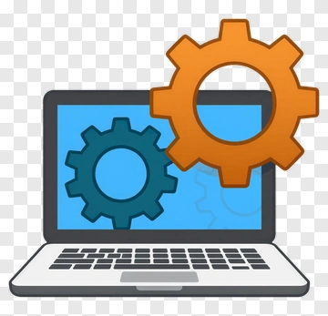Laptop With Gears PNG