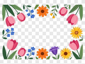 Floral Border With Tulips And Daisies PNG