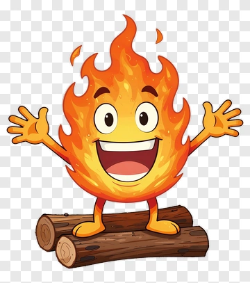 Happy Fire Character PNG