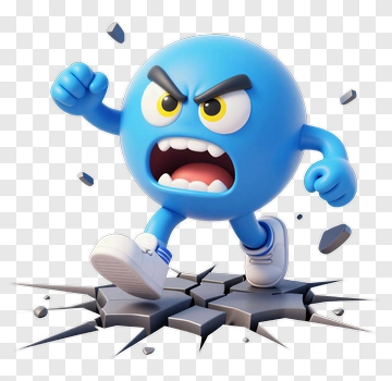 Blue Angry Monster Breaking Ground PNG