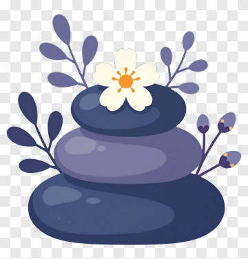Stacked Stones With A Flower PNG