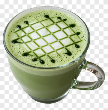 Matcha Latte With Grid Foam Art PNG