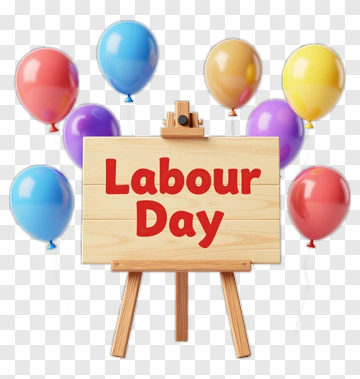 Labour Day Sign With Balloons PNG